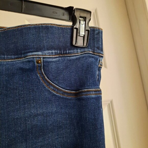 Spanx Pull On Skinny Jeans Womens XL Blue High Rise Ankle Distressed Raw Hem - Picture 4 of 14